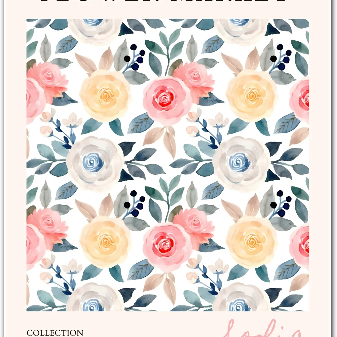 Blush & Blue Harmony – Sofia Rose Garden Art
