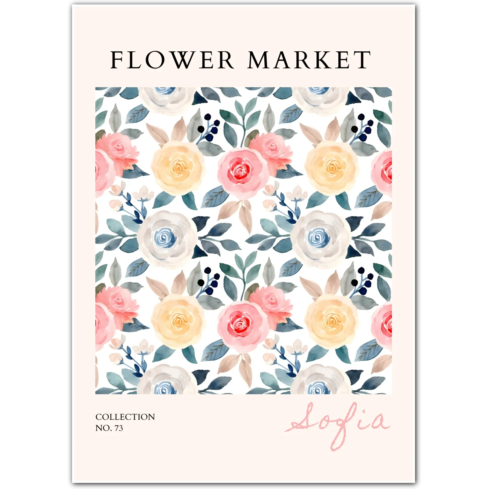 Blush & Blue Harmony – Sofia Rose Garden Art