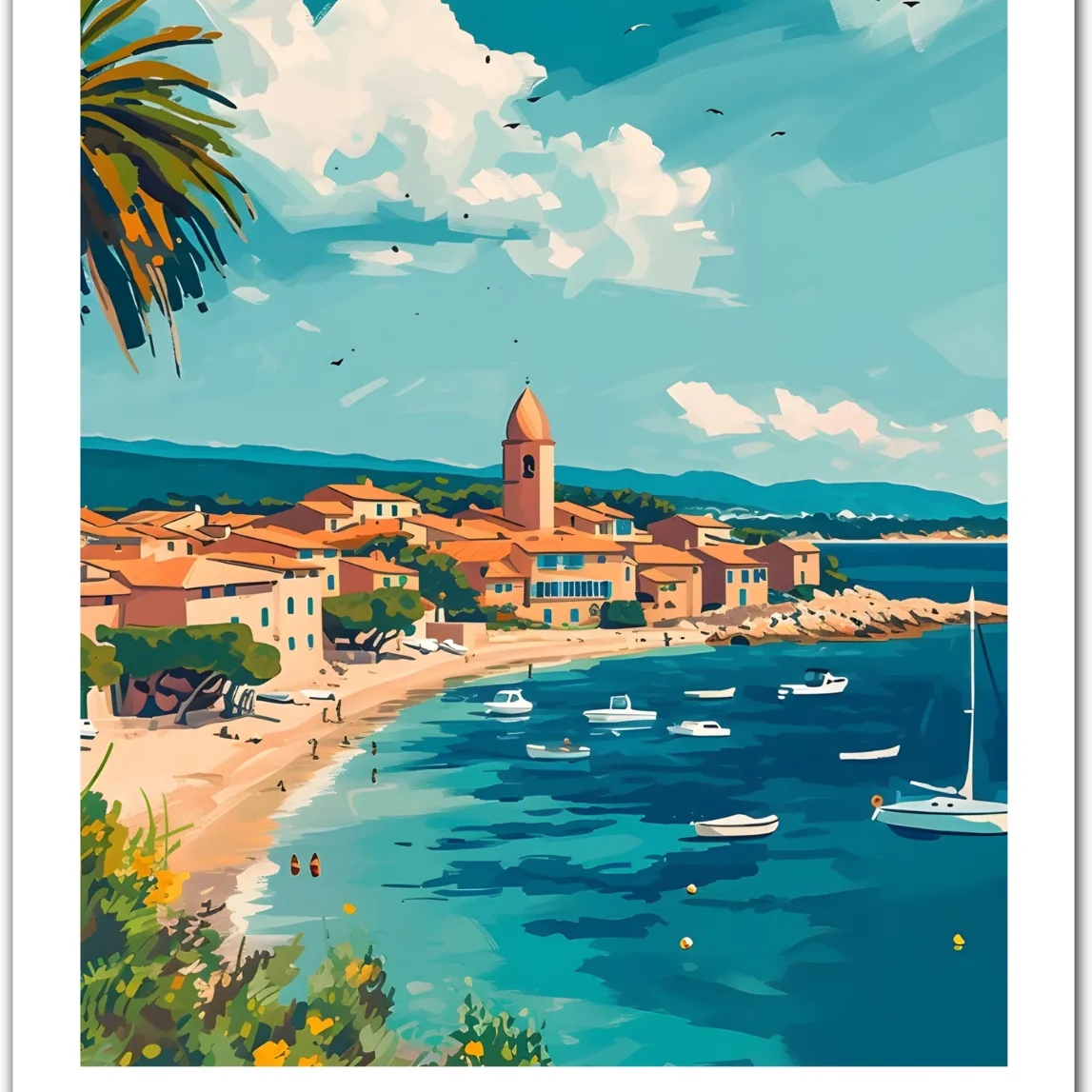 Vibrant Saint-Tropez Seaside: A Mediterranean Dream Art Print