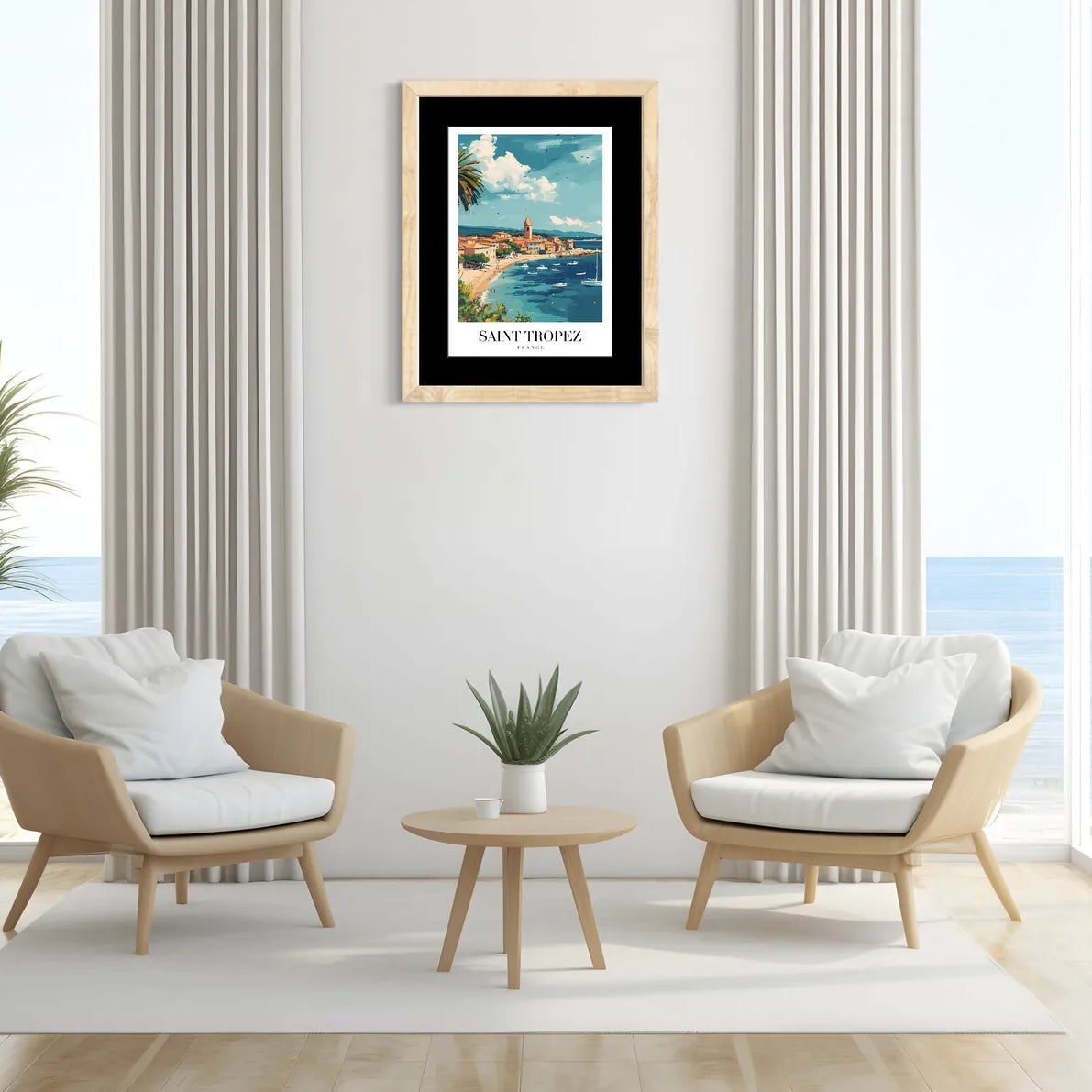 Vibrant Saint-Tropez Seaside: A Mediterranean Dream Art Print
