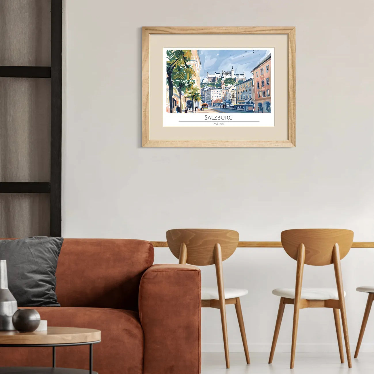 Salzburg Street View with Hohensalzburg Castle Art Print 2