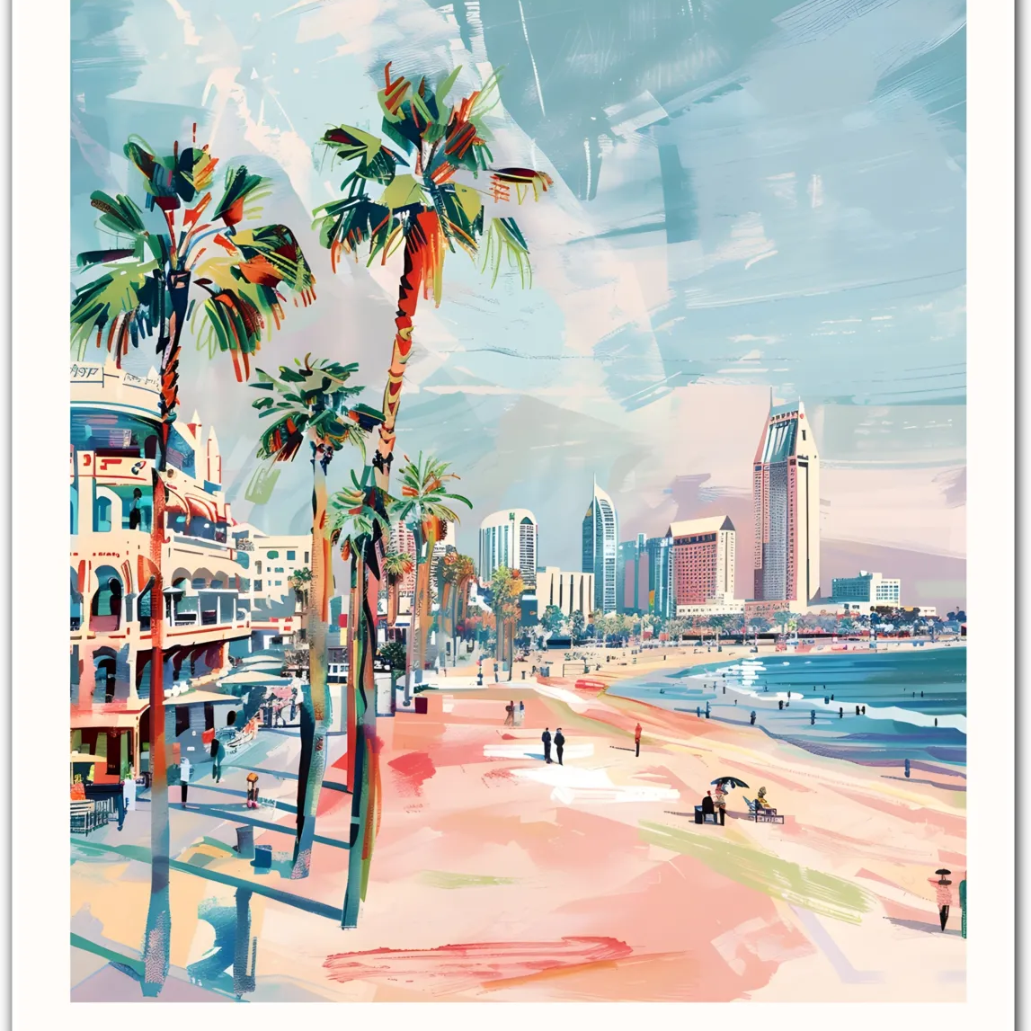 San Diego USA Art Print – Seaside Cityscape
