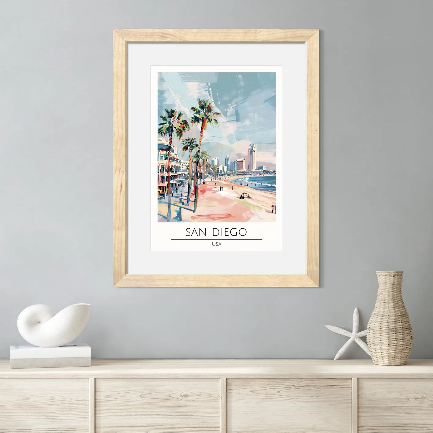 San Diego USA Art Print – Seaside Cityscape