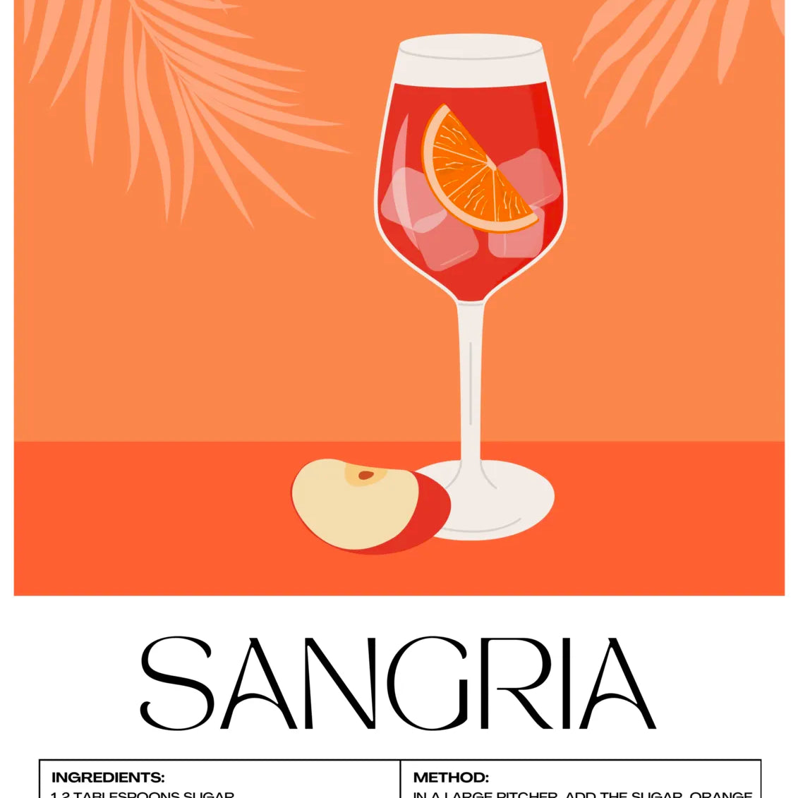 Sangria Art Print – Two-Tone Orange & Fern Cocktail Design 3