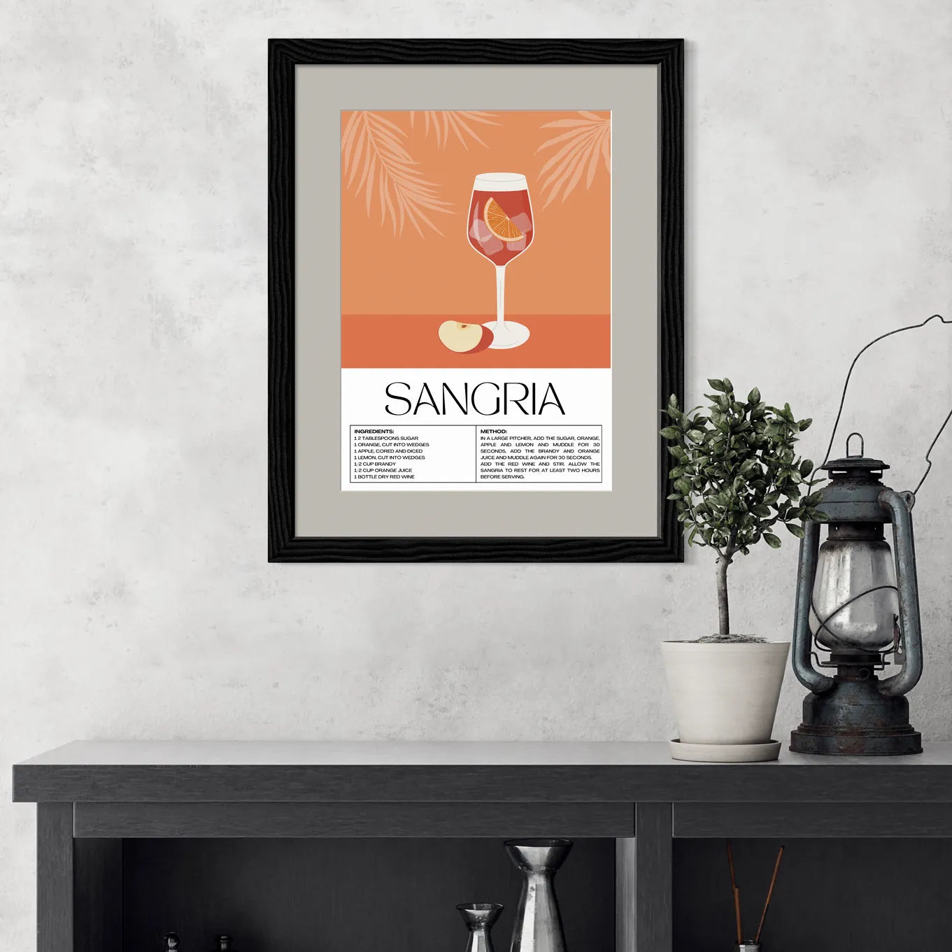 Sangria Art Print – Two-Tone Orange & Fern Cocktail Design 2
