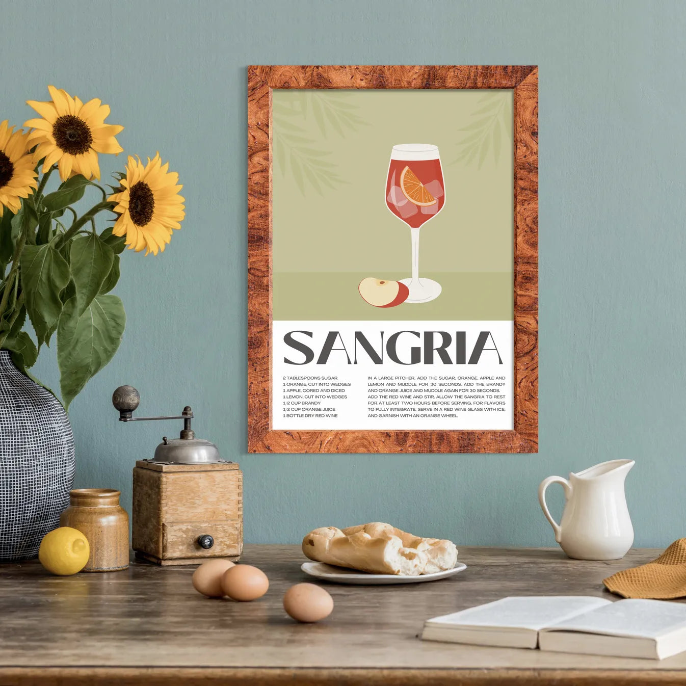 Sangria Art Print – Two-Tone Green & Fern Cocktail Design 2