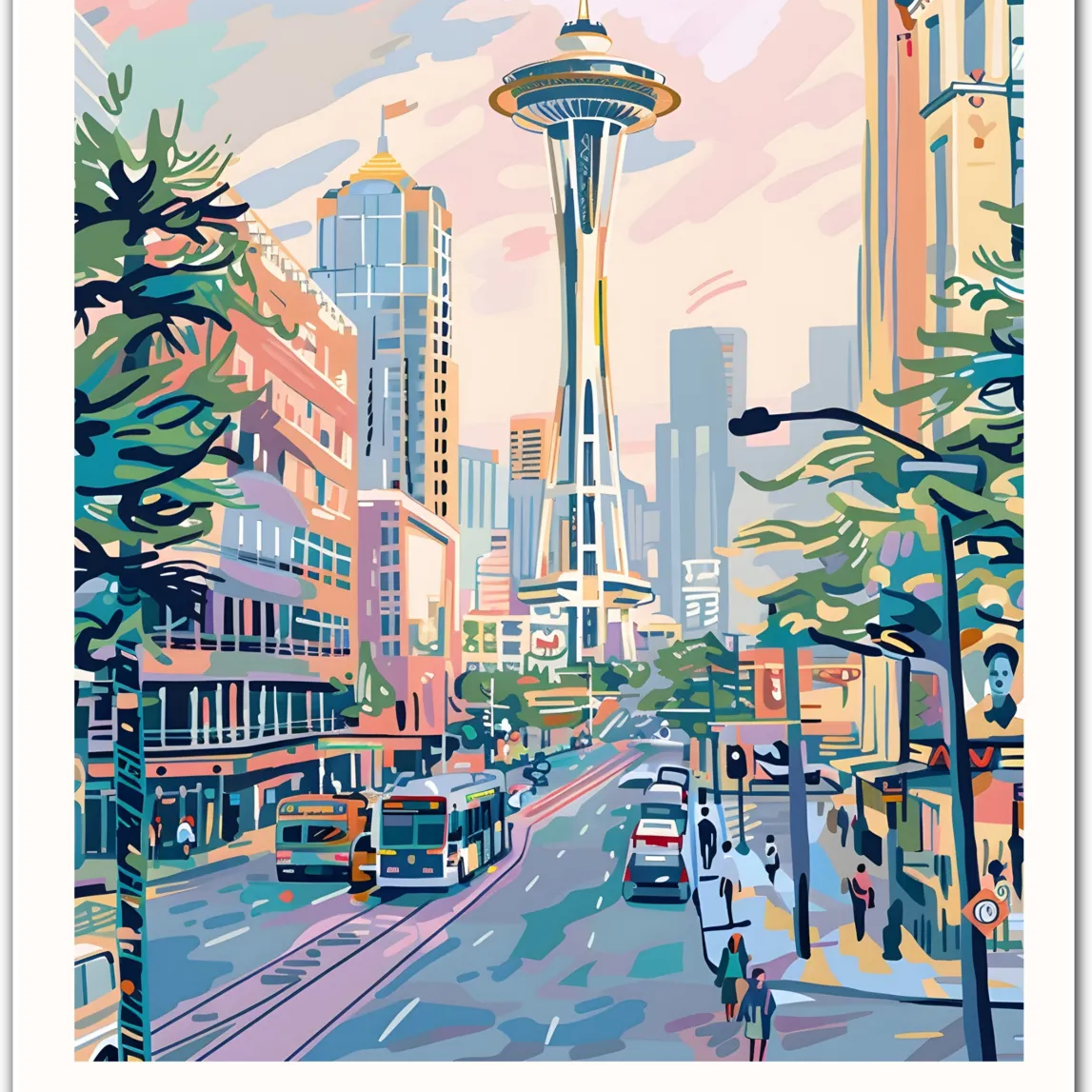 Seattle USA Art Print – Space Needle Cityscape