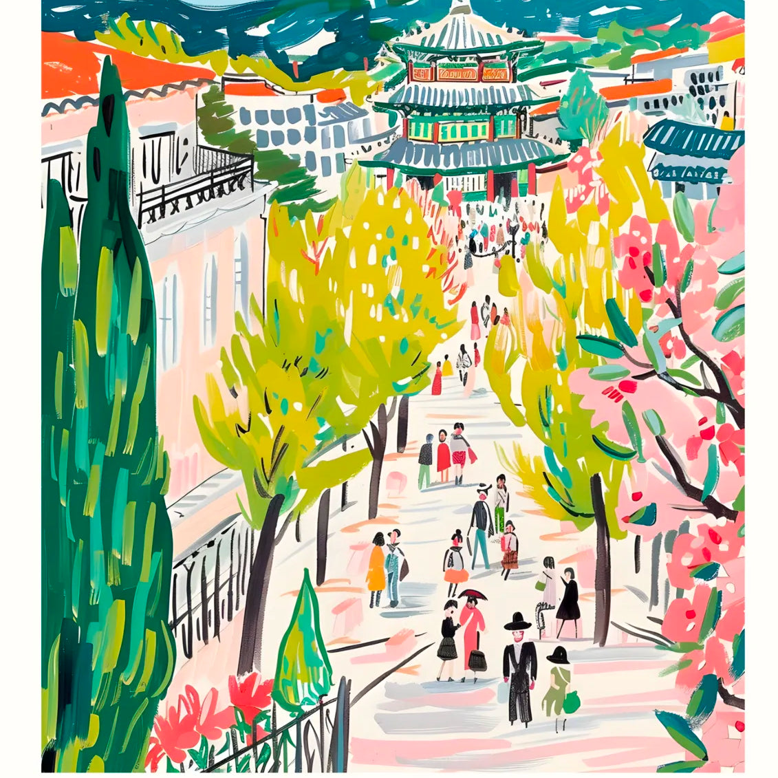 Seoul Cityscape with Pagoda Art Print 3