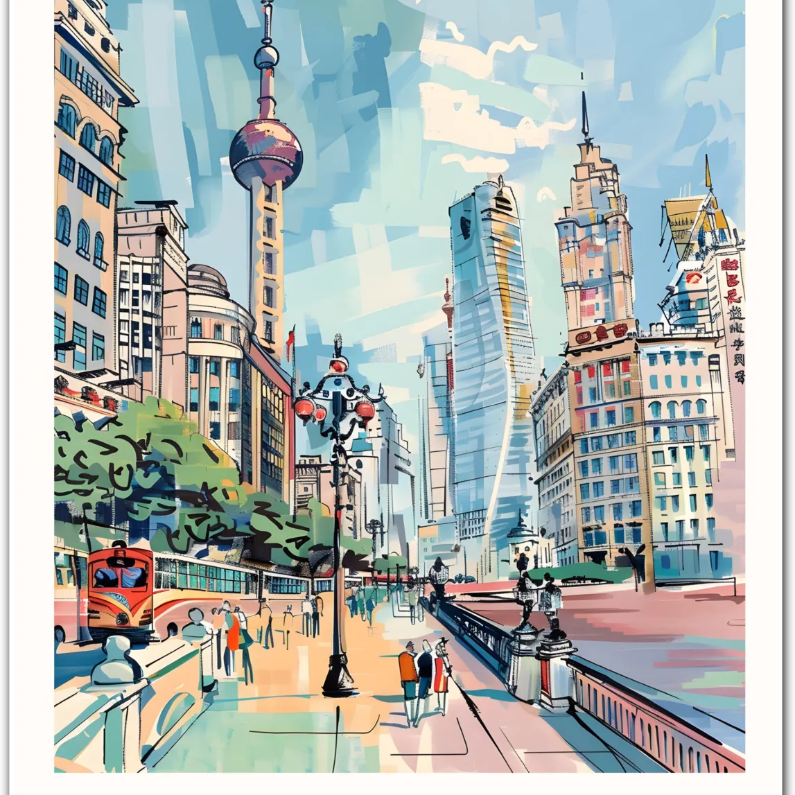 Shanghai China Art Print – Futuristic Cityscape