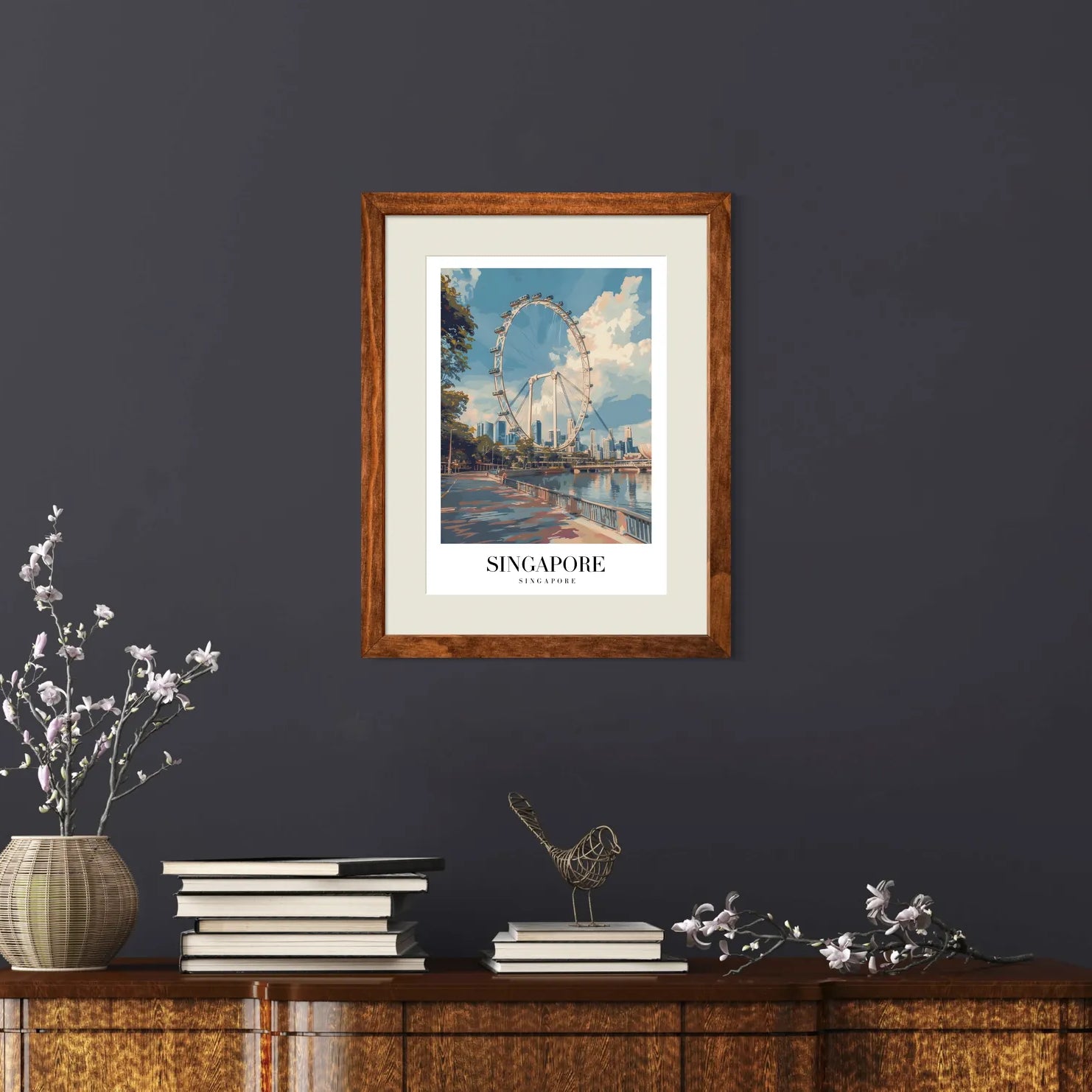 Singapore Waterside Art Print With Singapore Flyer And Skyline 2