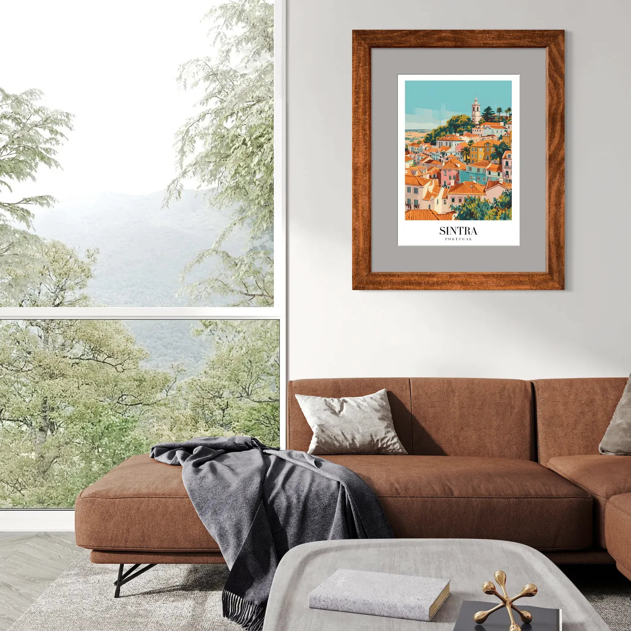 Sintra Hillside Art Print With Colorful Homes And Church 2