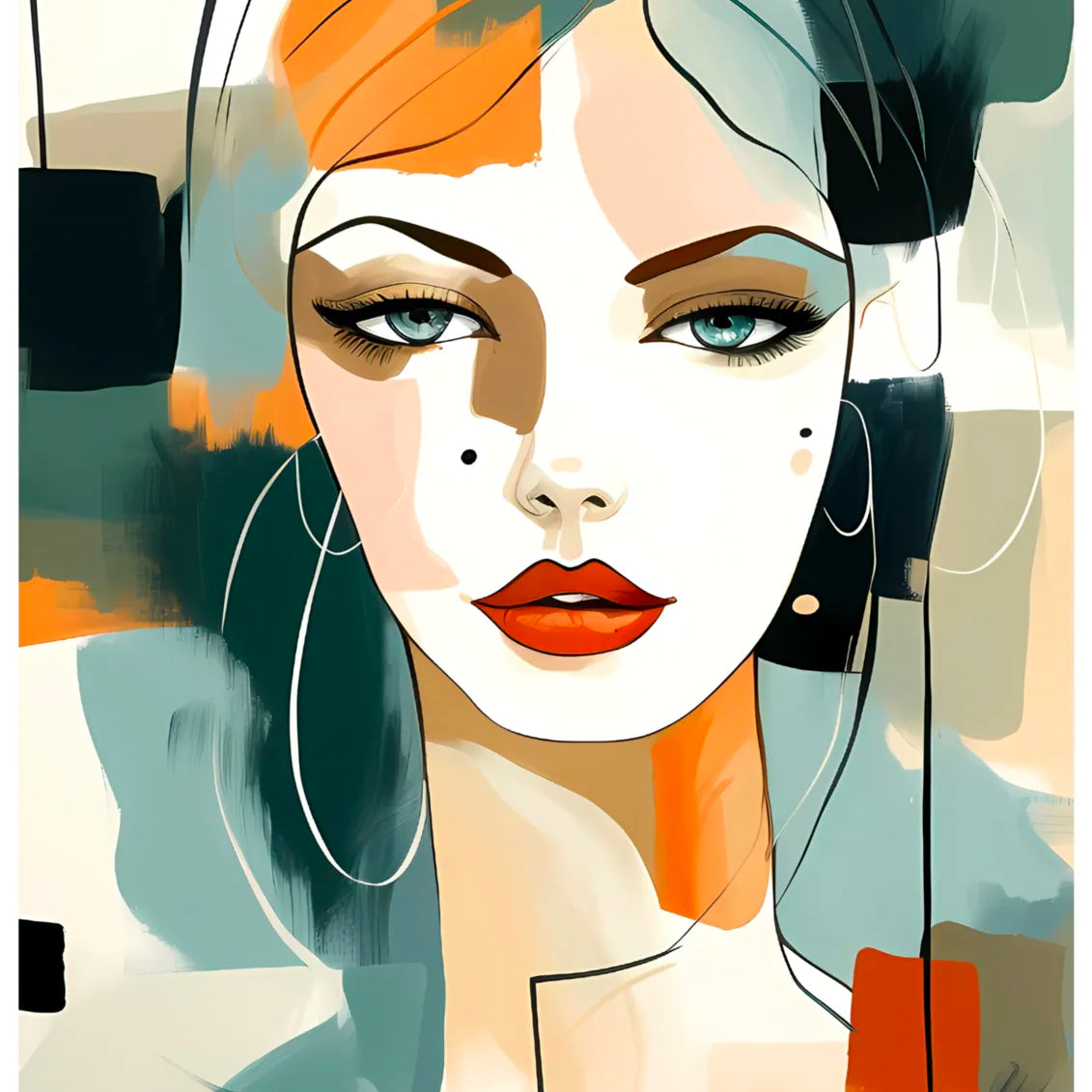 Contemporary Illustration Portrait With Colour Blocks Print 3