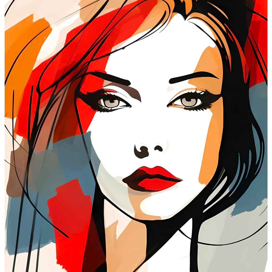 Illustration Inspired Portrait With Colour Blocks Artwork 3