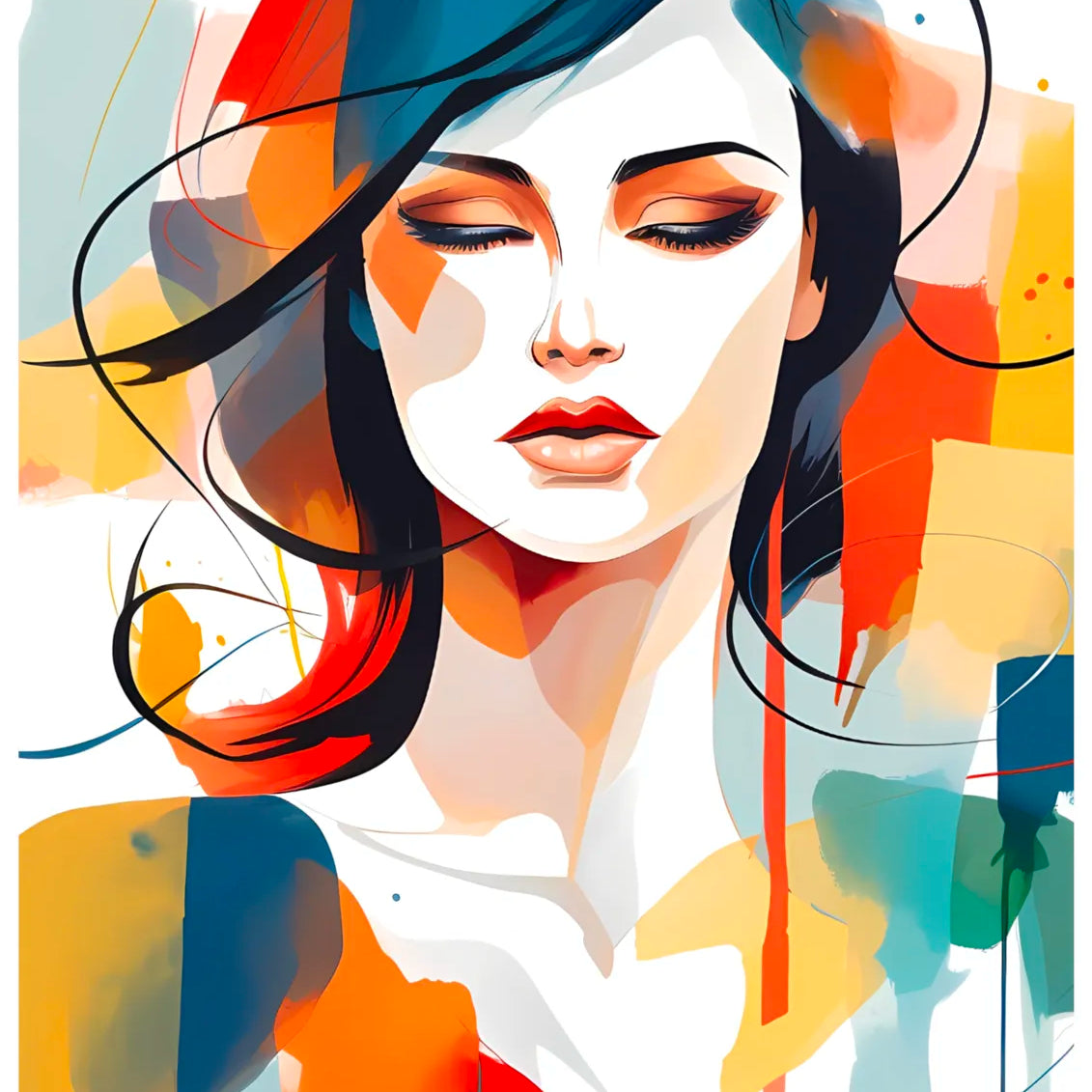 Eyes Closed Pose Sketch Portrait Art Print 3