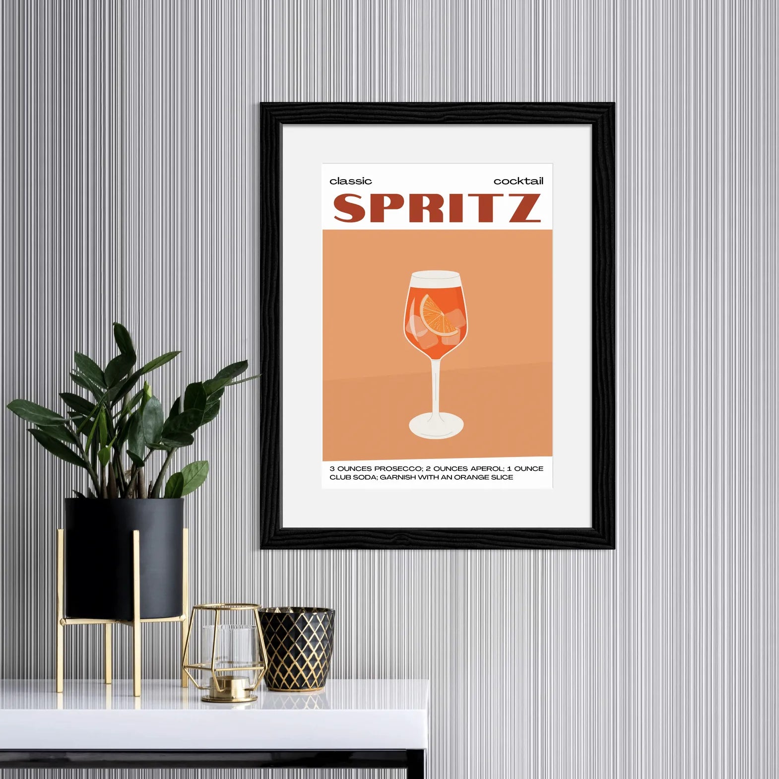 Classic Spritz Art Print – Bold Red & Orange Cocktail Design 2