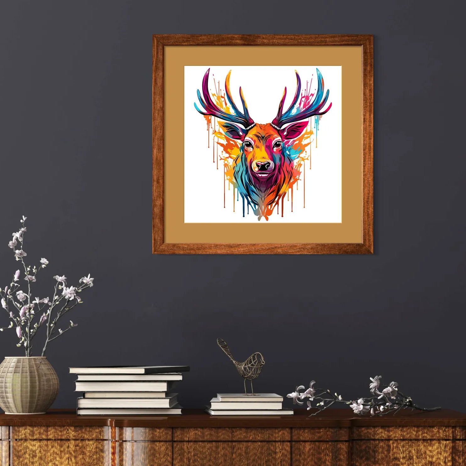 Glorious Paint Splash Stag Art Print 2