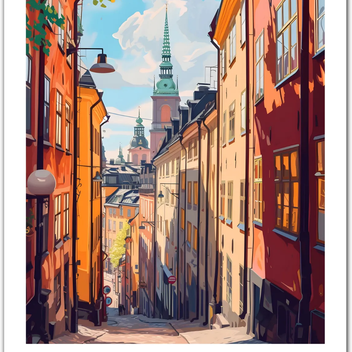Stockholm’s Old Town: Swedish Cityscape Art Print