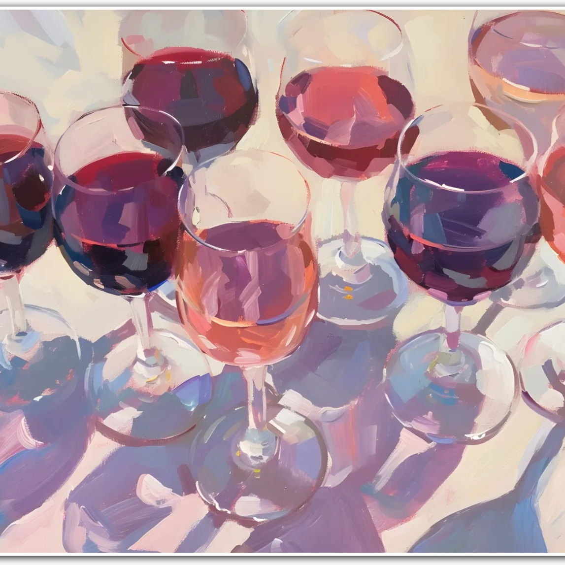 Sunlit Wine Glasses – Impressionist Art Print