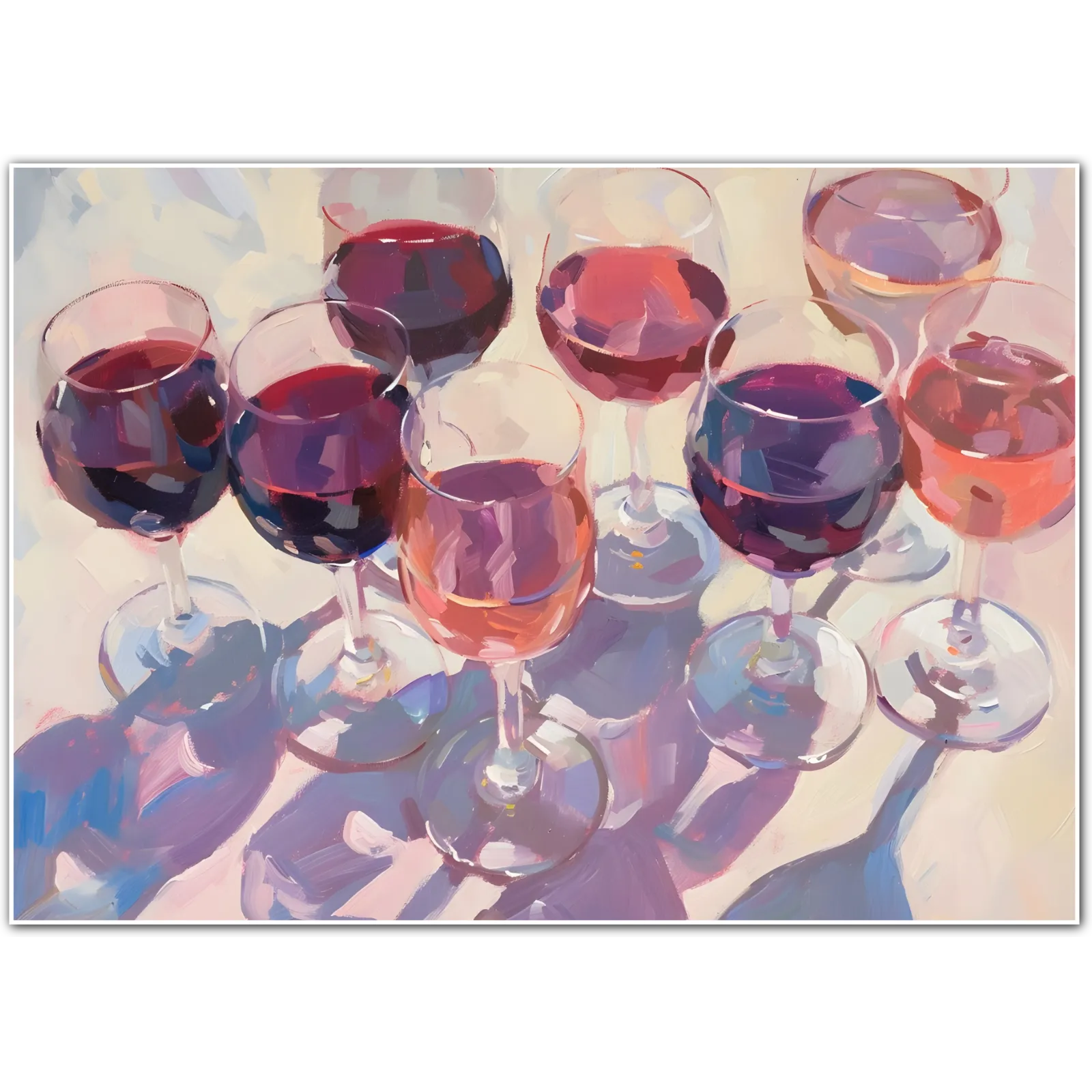 Sunlit Wine Glasses – Impressionist Art Print