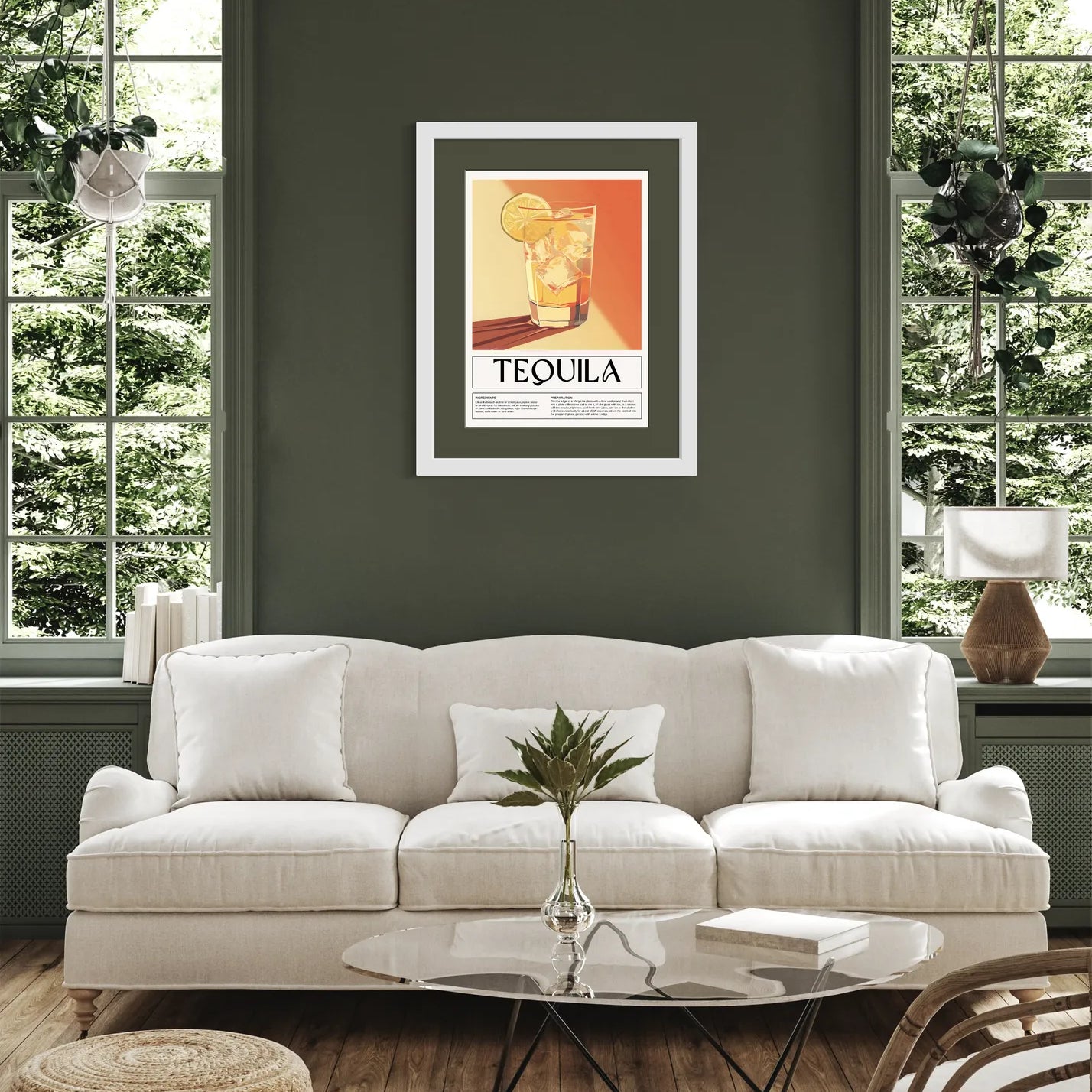 Tequila Art Print – Amber & Orange Cocktail Design 2