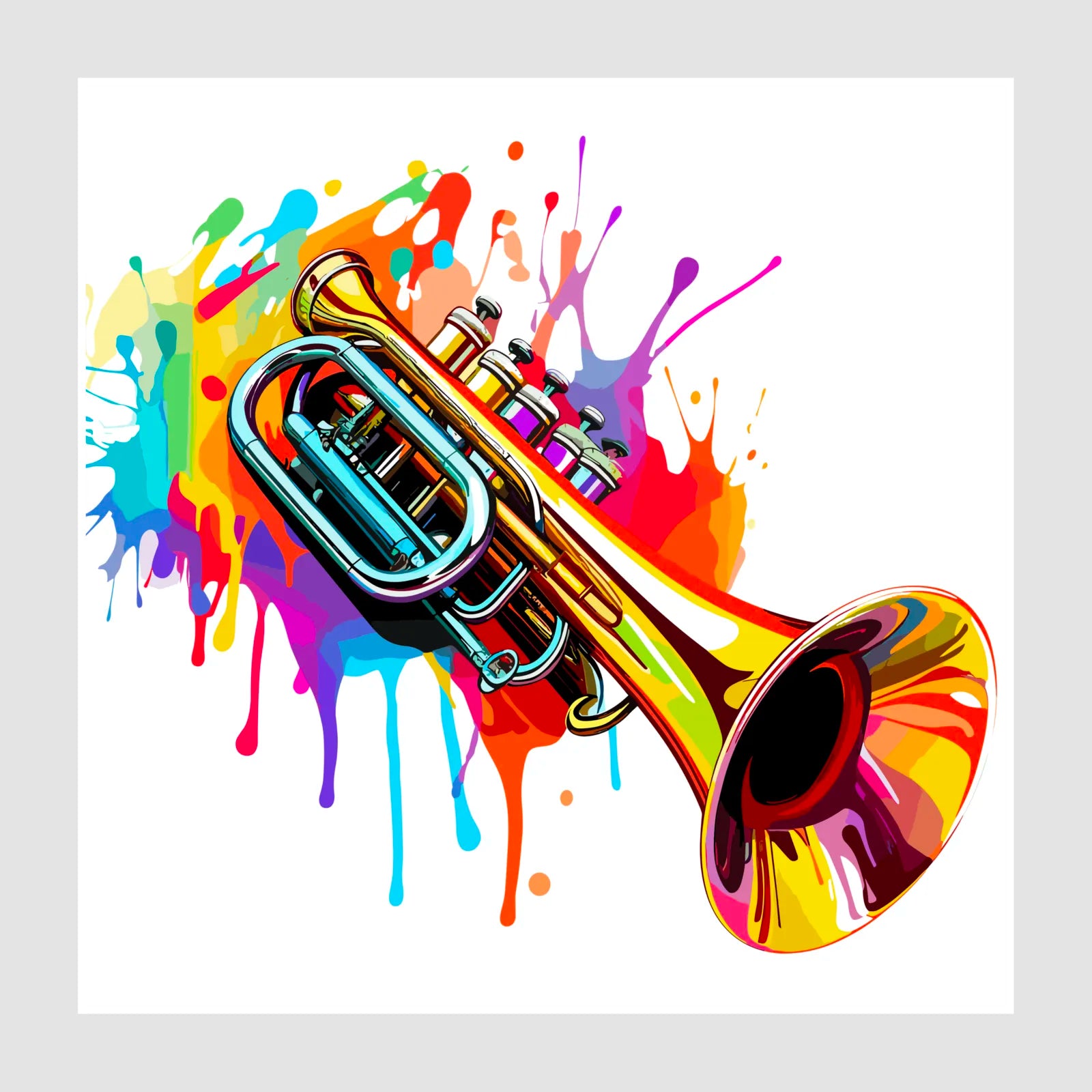 Funky Trumpet Paint Splashes Art Print 1