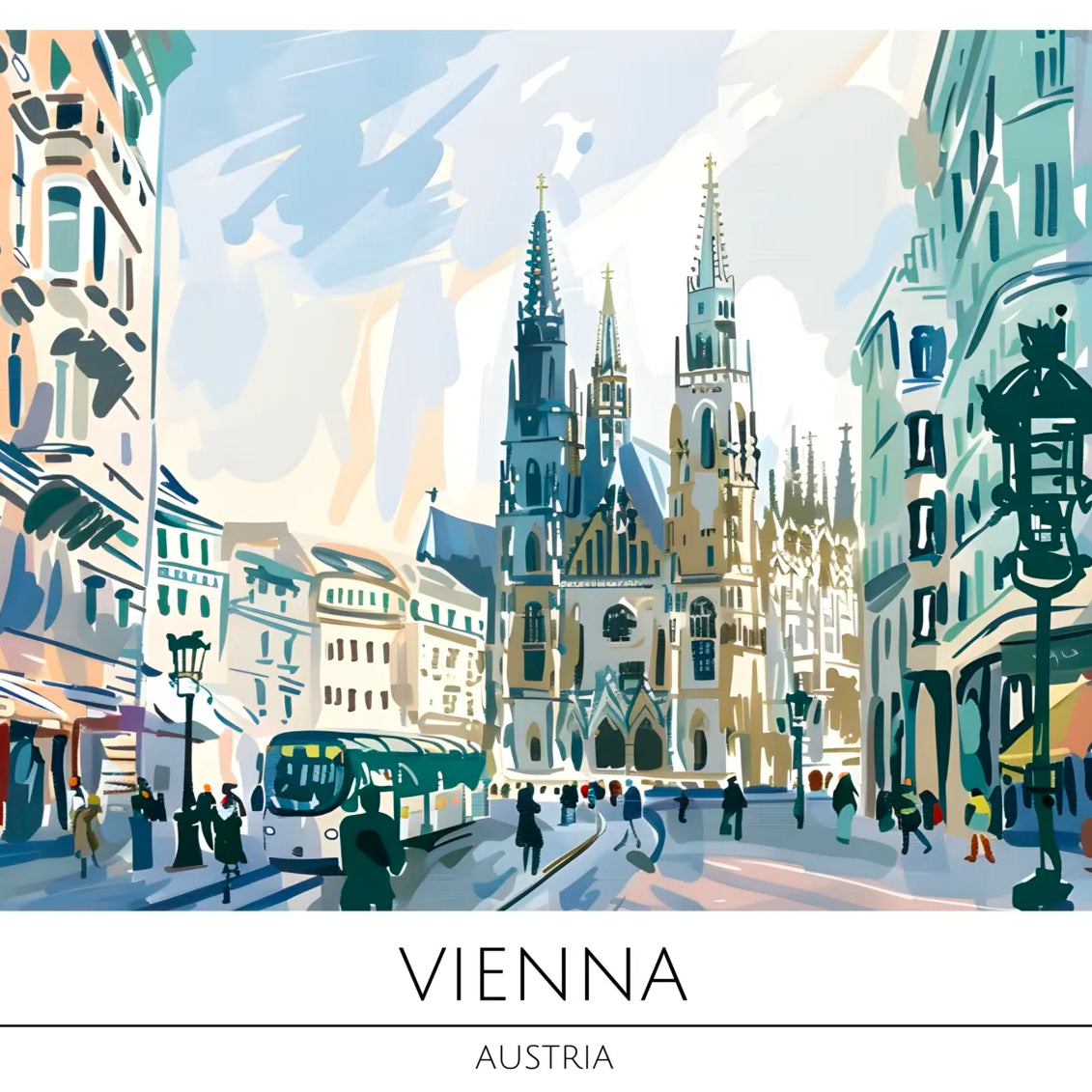 Vienna Market Square with Gothic Church Art Print 3