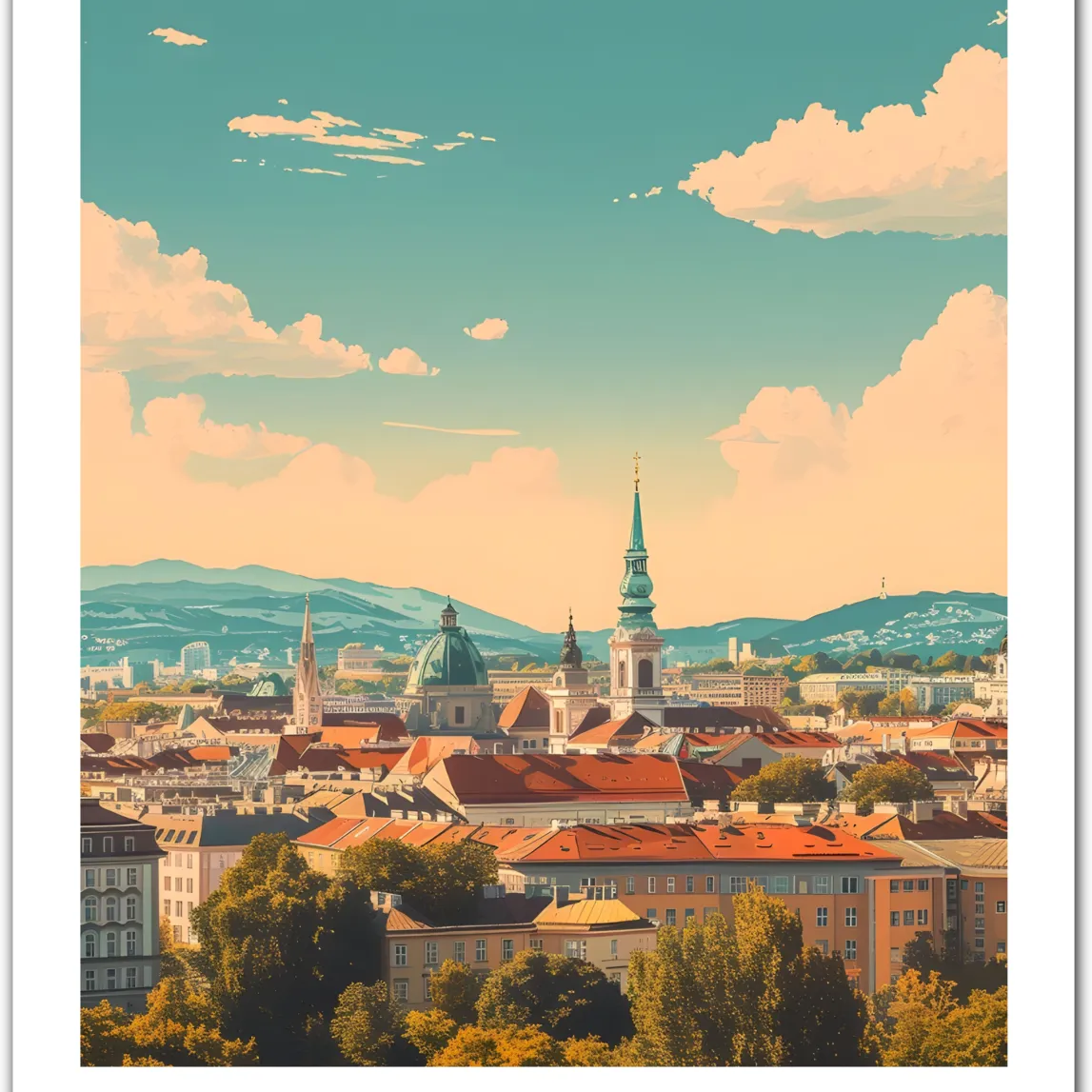 Vienna’s Historic Skyline: Timeless Austrian Cityscape Art Print