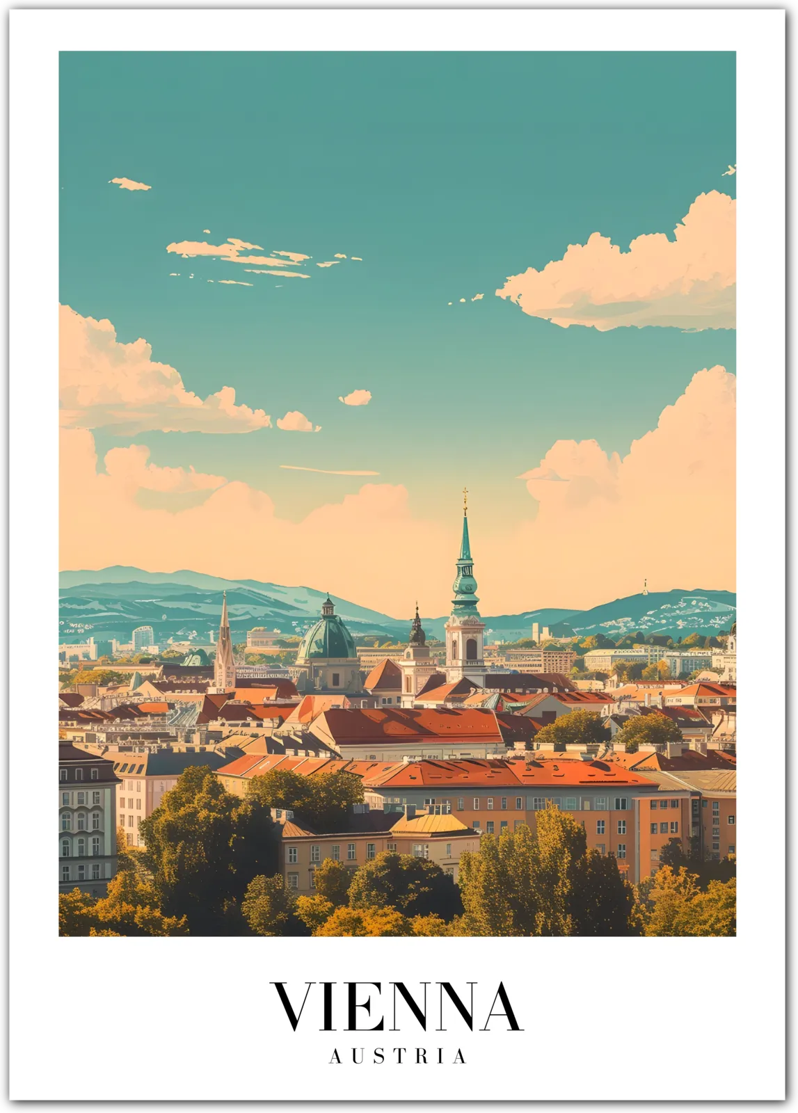 Vienna’s Historic Skyline: Timeless Austrian Cityscape Art Print