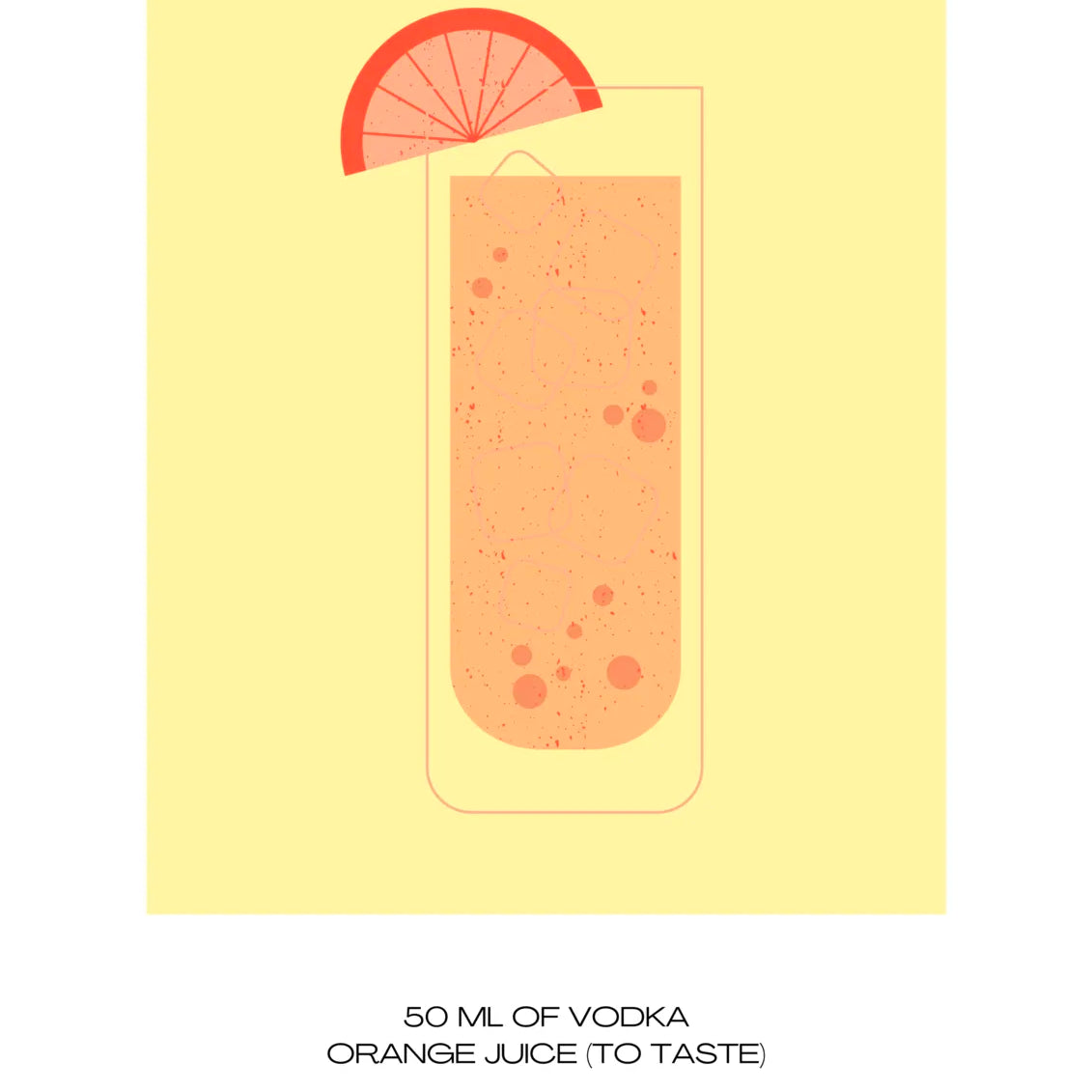 Vodka Orange Art Print – Bright Yellow & Orange Cocktail Design 3