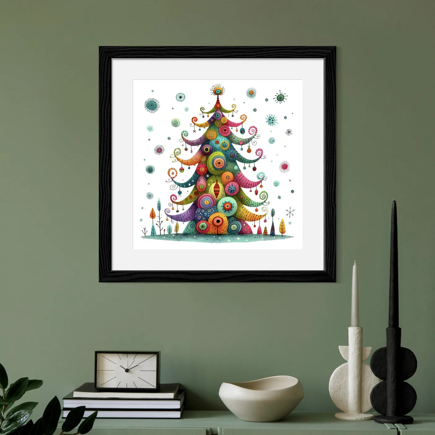 Funky Pastel Christmas Tree Art Print 2