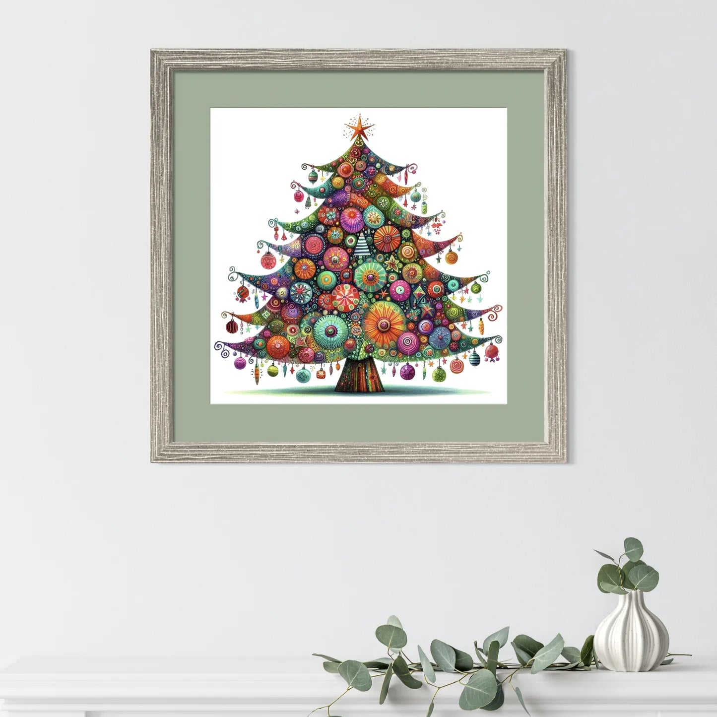 Festive Traditional Christmas Tree Art Print 2