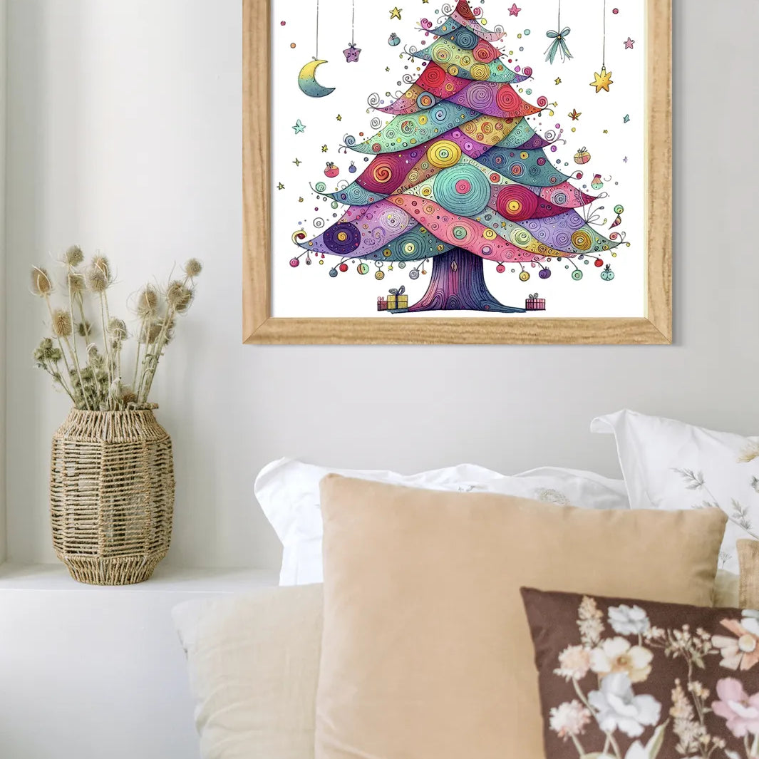 Pastel Layers Christmas Tree Art Print 2