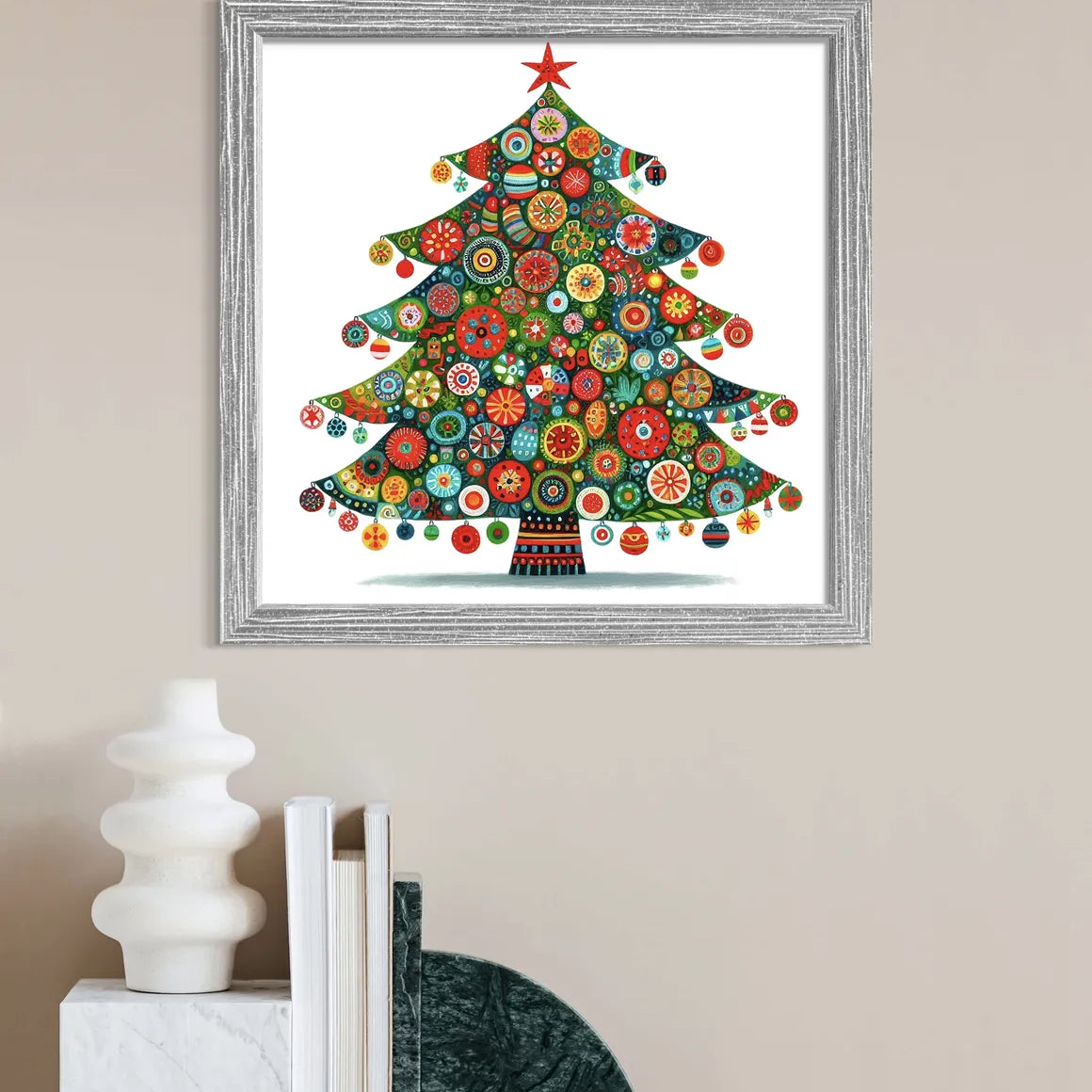 Mandala Baubles Christmas Tree Art Print 2