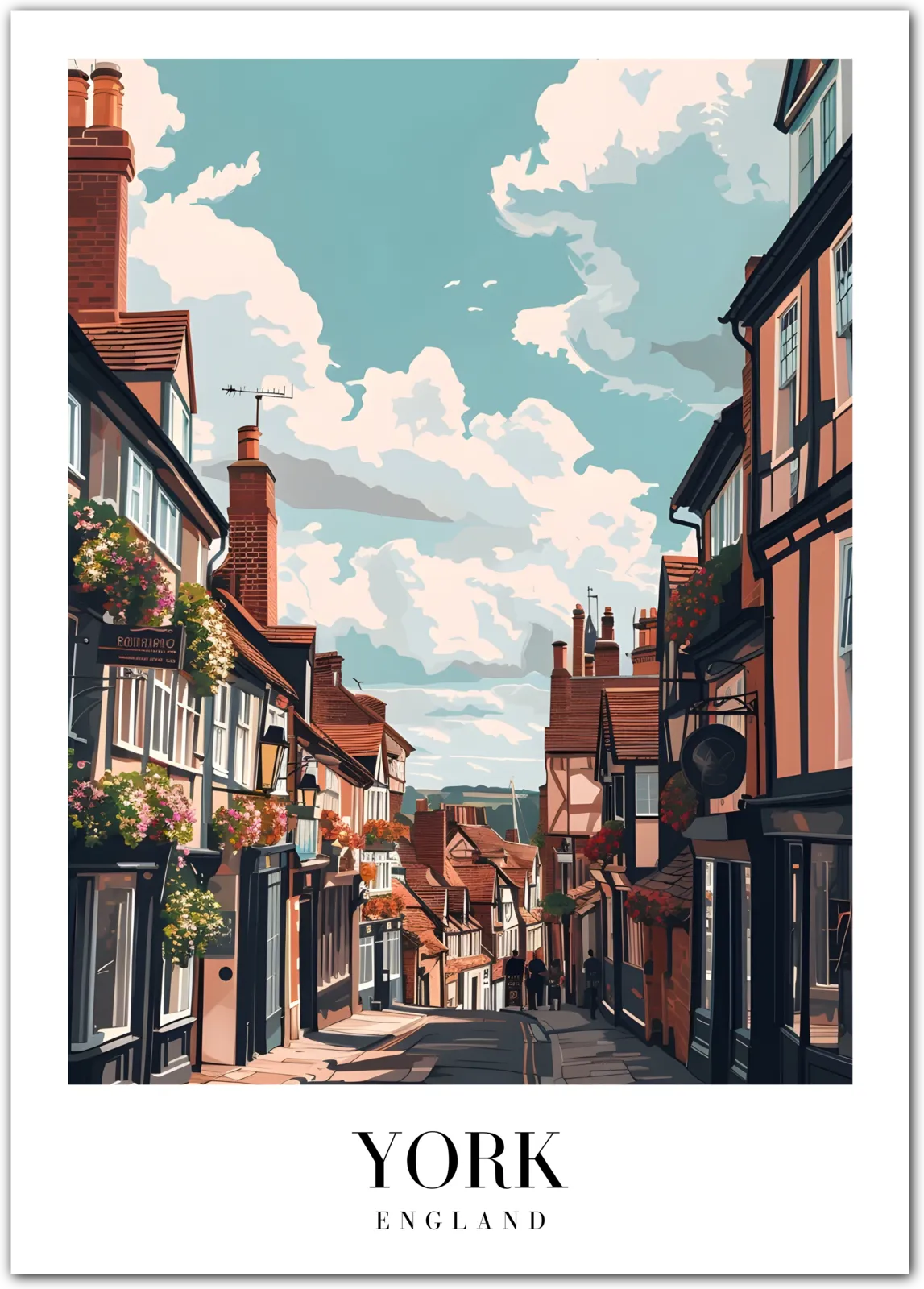 Charming York: Historic English Streetscape Art Print
