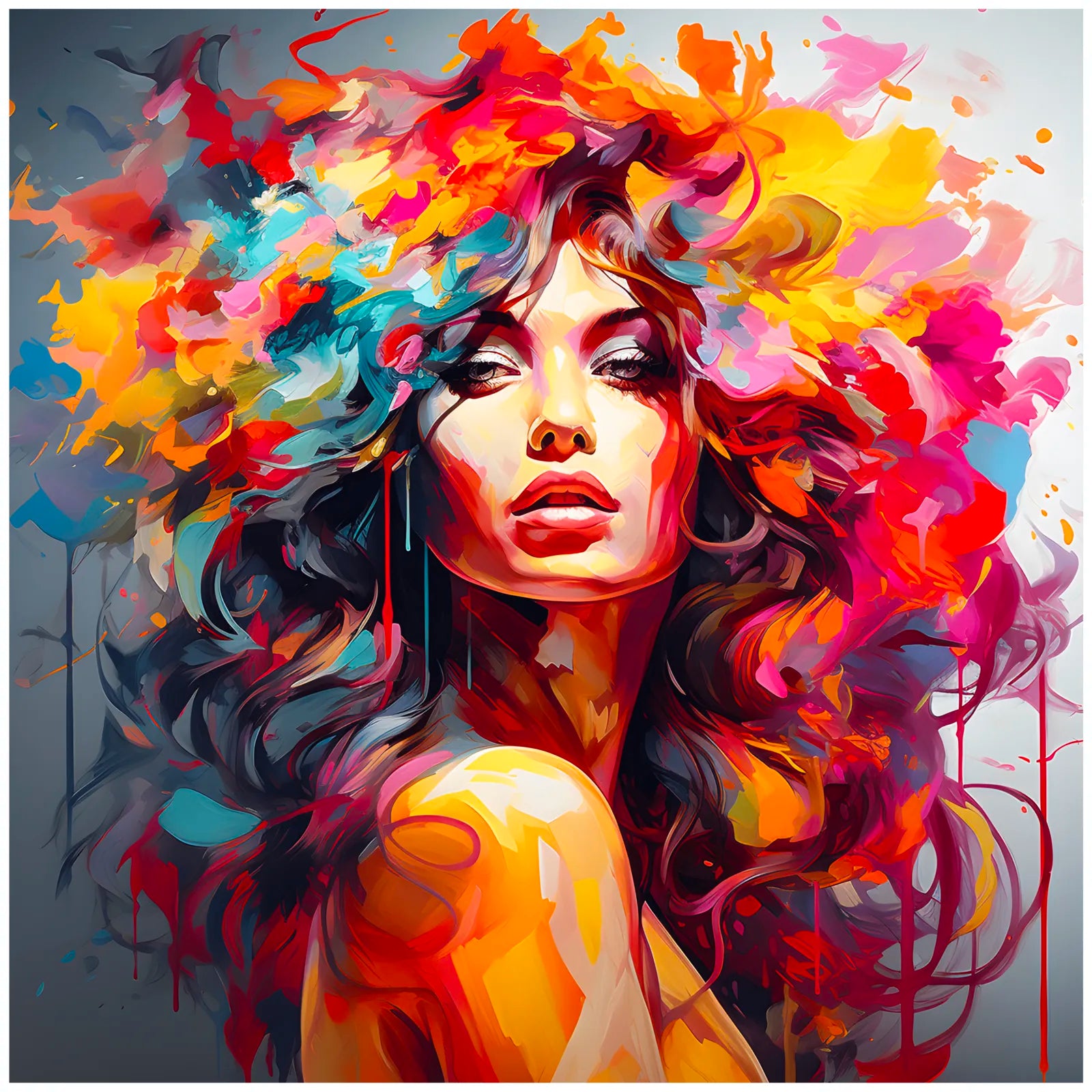 Flowing Splashes Of Colour Hair Art Print 3