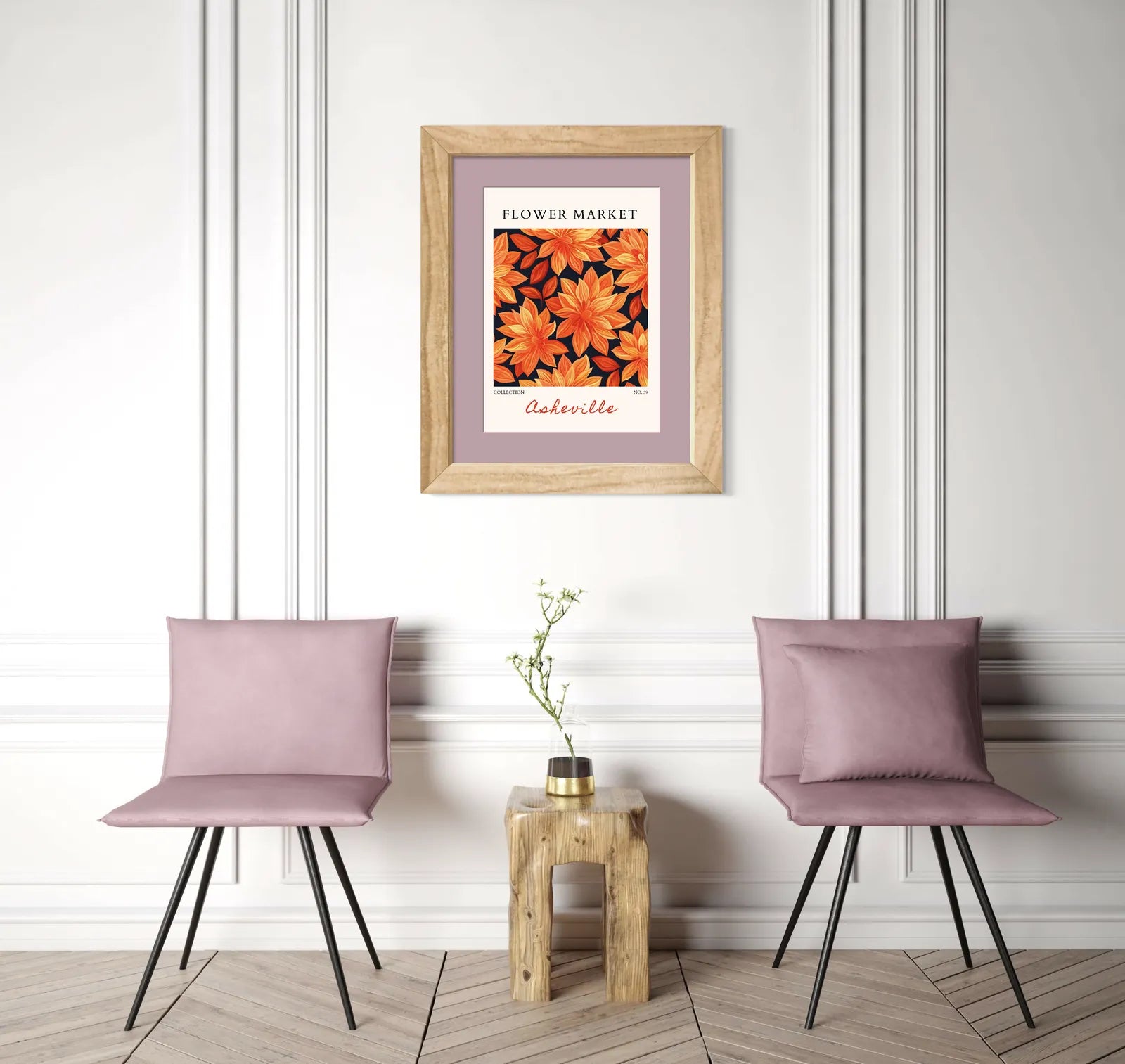 Asheville Dahlia Burst – Fiery Floral Art Print in Warm Oranges