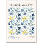 Athens Morning Blooms – Watercolour Floral Print in Blue and Yellow