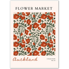 Auckland Poppy Grove – Bold Botanical Art in Terracotta and Green