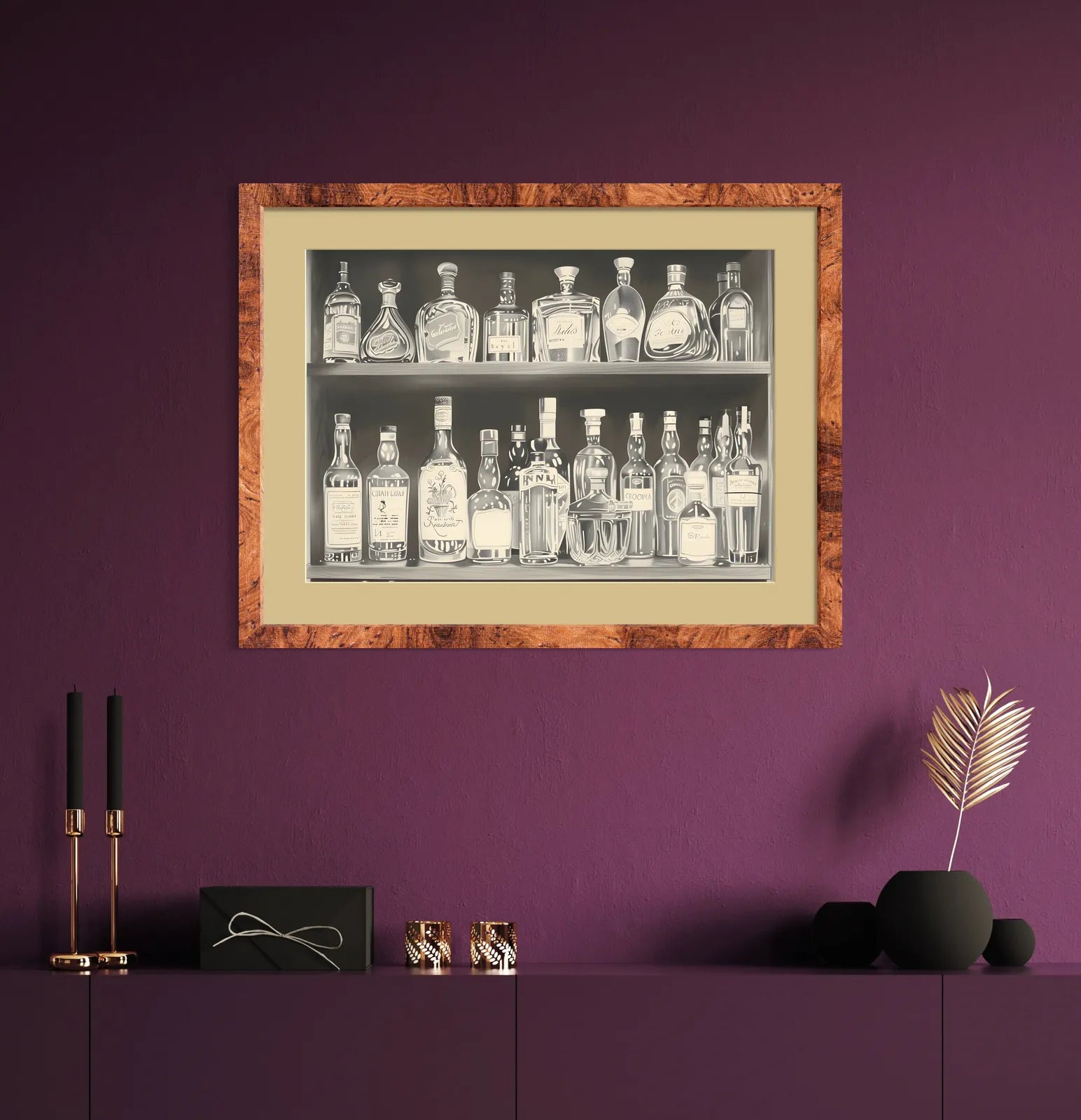 Vintage Aged Spirits Bar Shelf Art Print