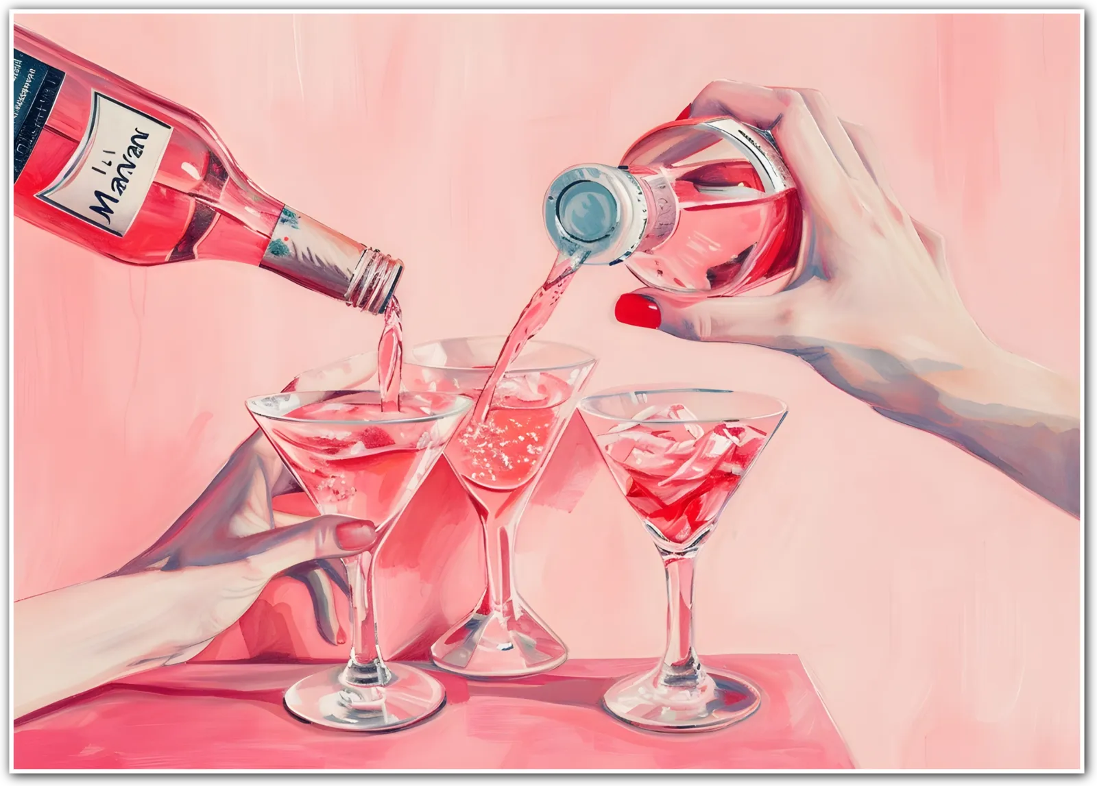 All Together Rosé Martini Cocktail Art Print