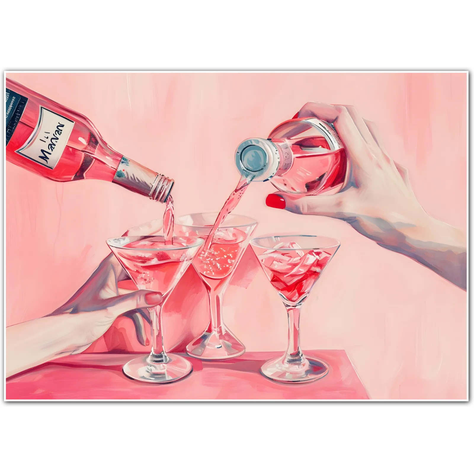 All Together Rosé Martini Cocktail Art Print