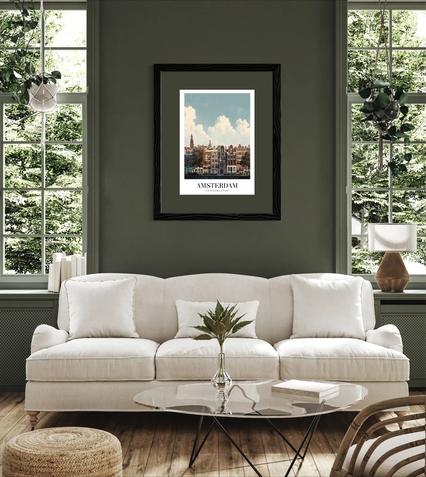 Amsterdam Netherlands Art Print – Canal View and Iconic Architecture