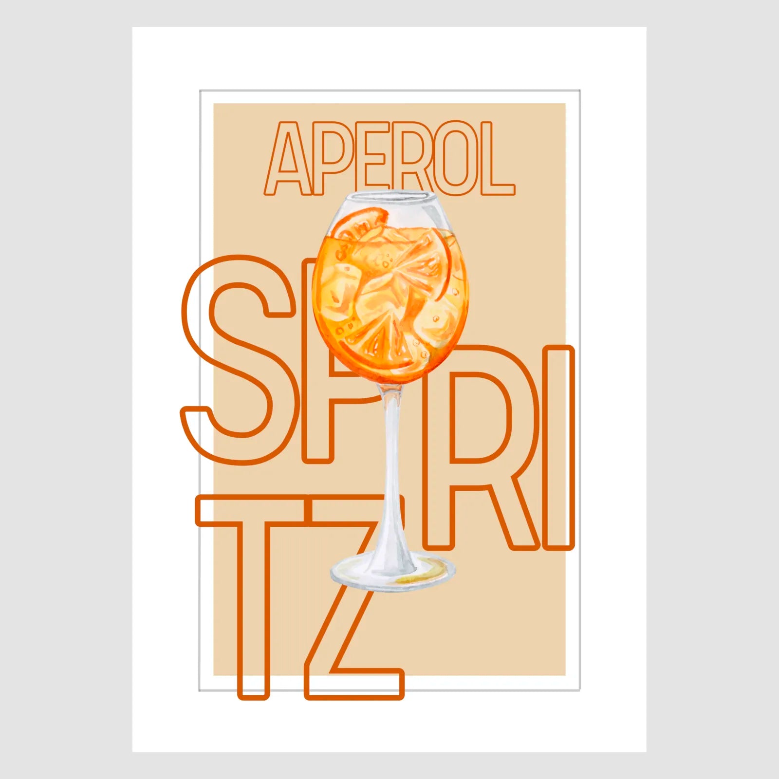 Aperol Spritz Cocktail Art Print – Vintage-Inspired Wall Decor 1