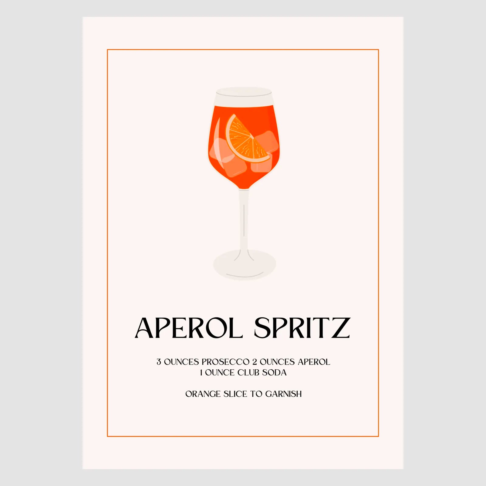 Aperol Spritz Cocktail Art Print – Minimalist Retro Decor 1