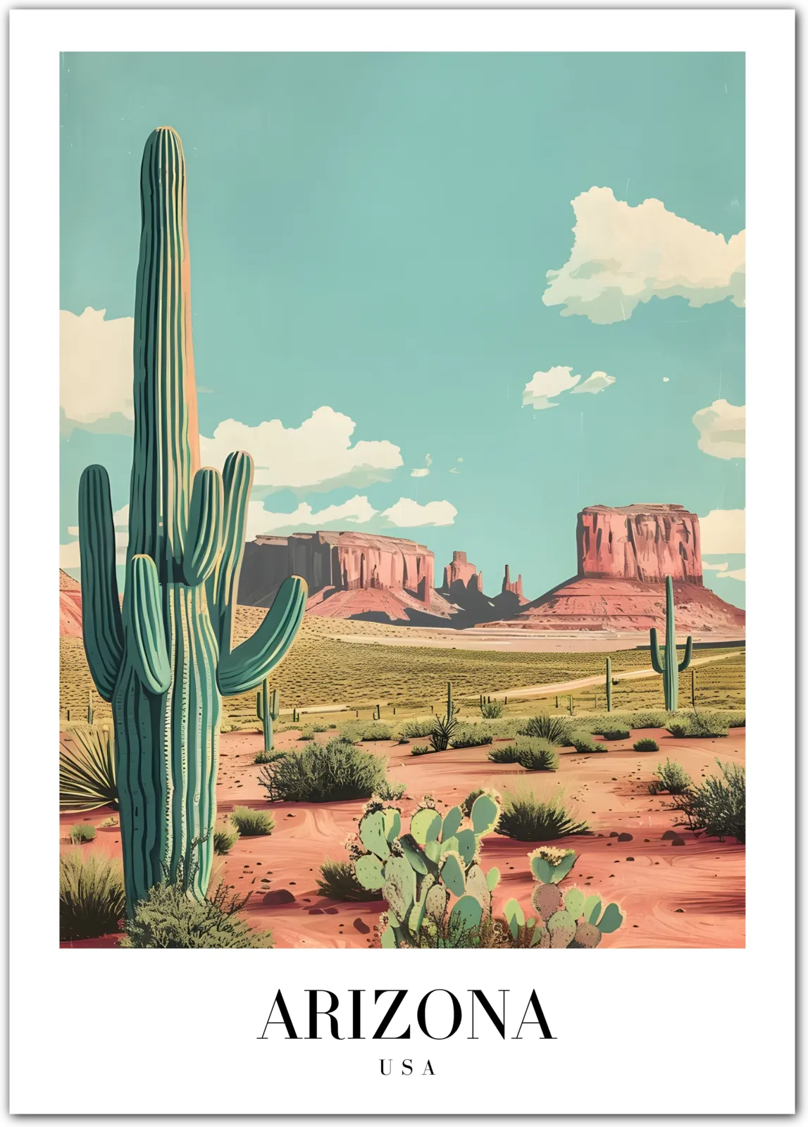 Arizona USA Art Print – Desert Landscape and Monument Valley