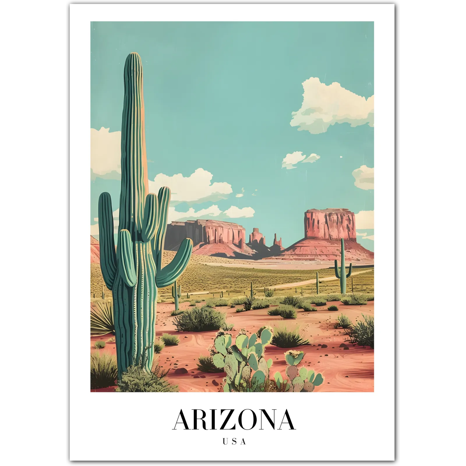 Arizona USA Art Print – Desert Landscape and Monument Valley