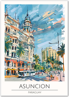 Asuncion Cityscape Art Print - Vibrant Street View of Paraguay’s Capital