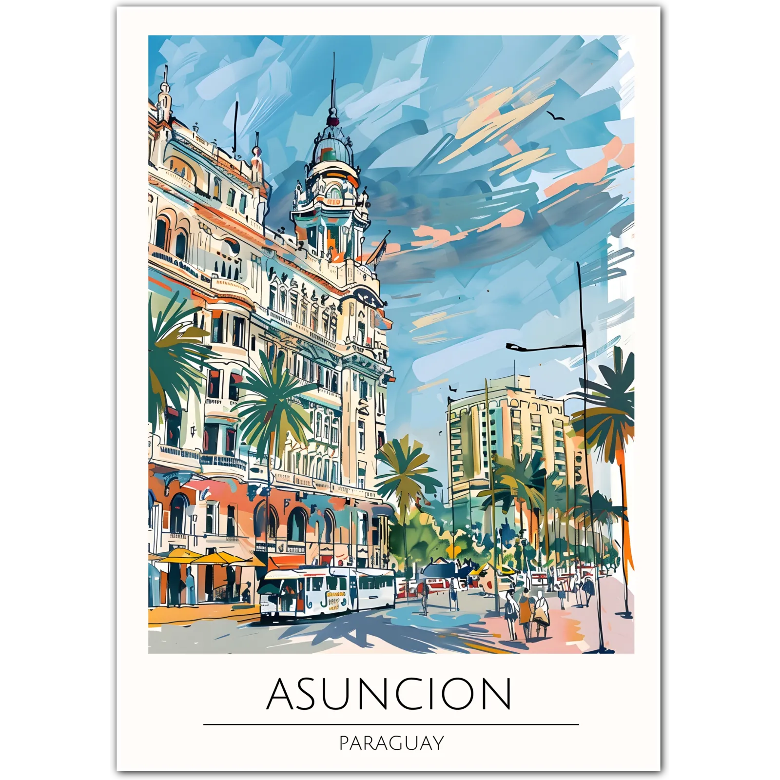 Asuncion Cityscape Art Print - Vibrant Street View of Paraguay’s Capital