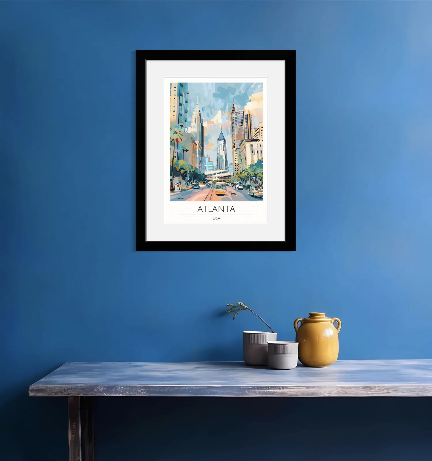 Downtown Atlanta Cityscape in Pastel Shades Art Print 2