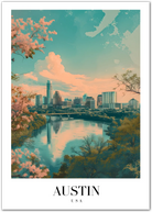 Austin USA Art Print – City Skyline with River and Nature